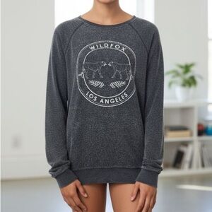 Rare sought after Wildfox Charcoal kissing cheetahs Graphic Pullover‎ S ptp 20”